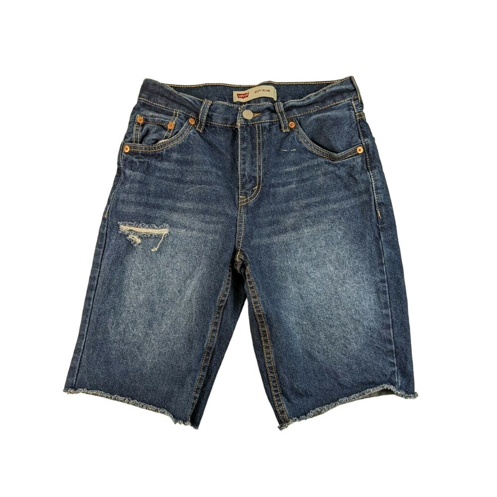 Womens Levis 511 Slim Jean Denim Shorts SZ 16 28 W Regular Blue Cutoff